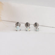 16G Tiny Stud Tragus Earring, 16ga 316L Surgical Steel Silver 2mm 3mm 4mm Opal CZ Screw on Flat Back 6mm 8mm Labret Stud