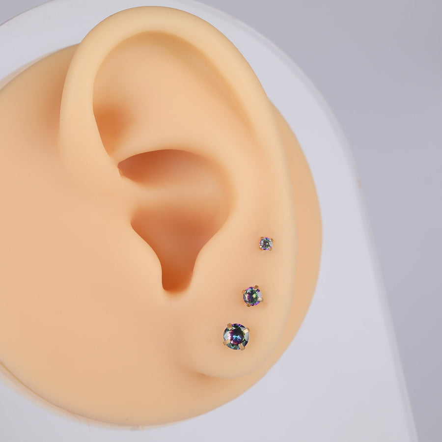 16G Royal Blue CZ Internal thread Labret Stud | Flat Back Gold Tragus Stud Labret Earring, Cartilage stud earrings, Forward helix,