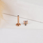 16G Tiny Rose Gold Screw On Labret Stud, Flat Back Labret Stud, Tragus Stud, Flat Back Earring, Nose Stud, Tragus Stud, Helix Stud, Conch