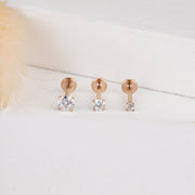 16G Tiny Rose Gold Screw On Labret Stud, Flat Back Labret Stud, Tragus Stud, Flat Back Earring, Nose Stud, Tragus Stud, Helix Stud, Conch