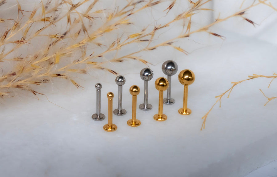 Ball Stud Earrings, Surgical Steel Tiny Dot Stud Earrings, nap earring, sleep Studs, Gold Screw Back Earrings, Flat Back Tragus Stud