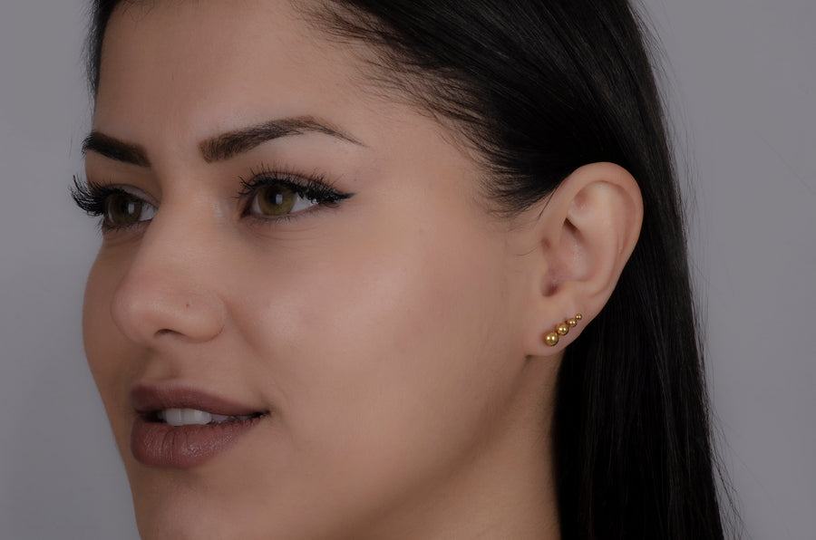 Gold Ball Stud Earrings, Surgical Steel Tiny Dot Stud Earrings, Small Ball Studs, Gold Screw Back Earrings, Flat Back Studs, Tragus Earrings