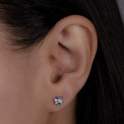 Tiny flat back flower studs, Silver Tragus stud, Sparkly CZ Crystals Cartilage flower earrings, Hypoallergenic Nap earring, sleep stud