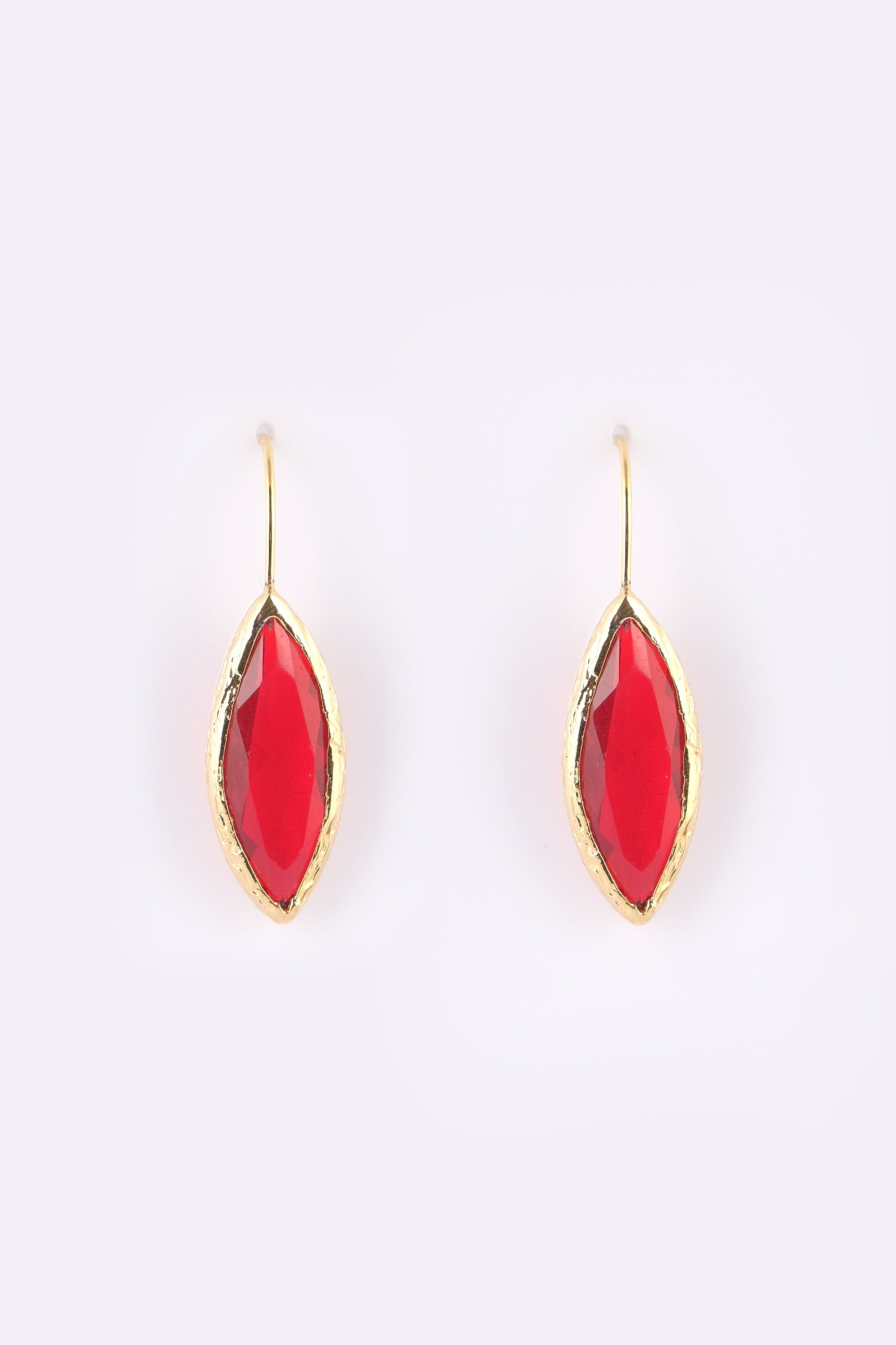 Red Zirconia Natural Stone hook Earrings | Dangle Earrings |Natural Stone Jewelry | Natural Gemstone | Drop earring| Hoop earrings