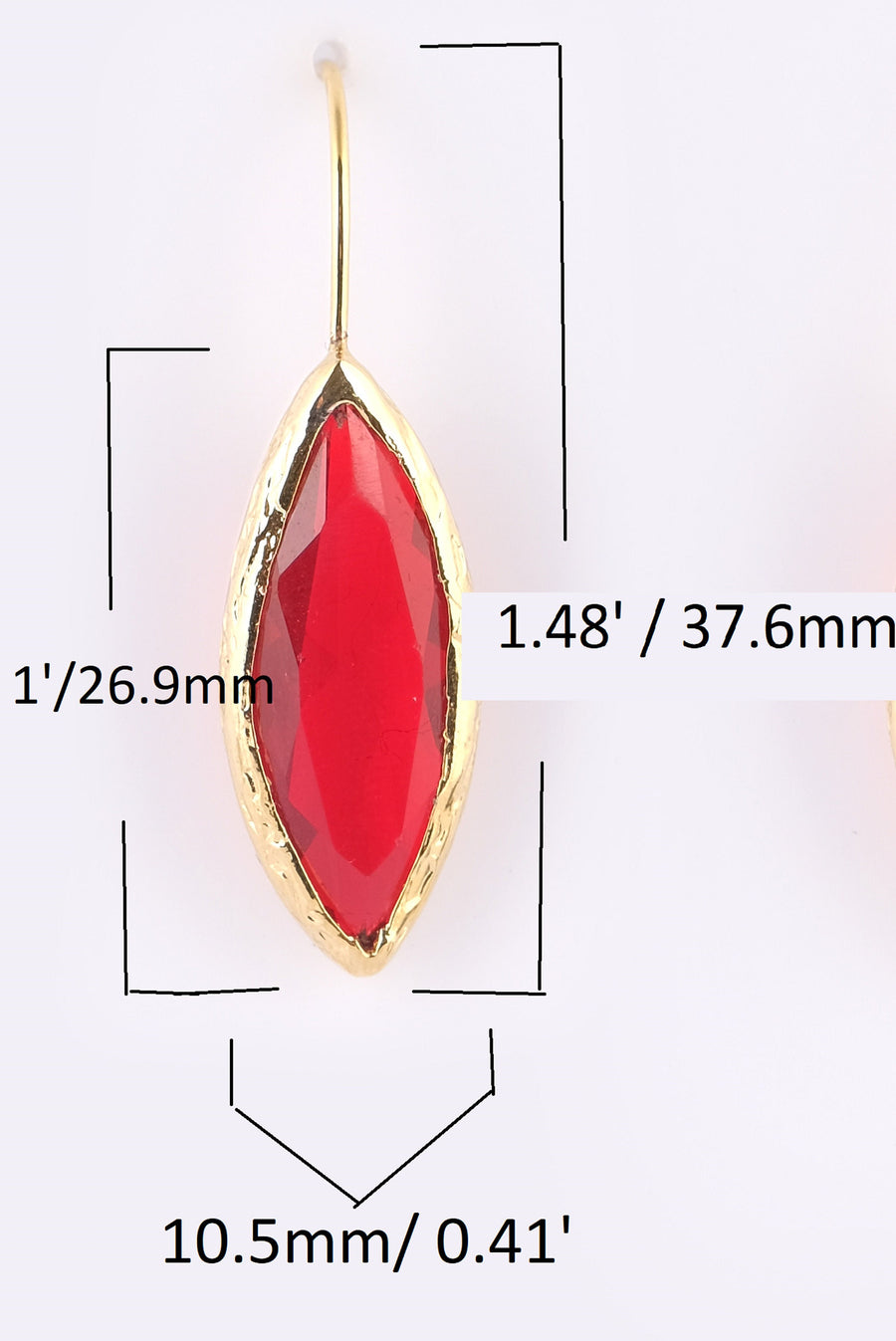 Red Zirconia Natural Stone hook Earrings | Dangle Earrings |Natural Stone Jewelry | Natural Gemstone | Drop earring| Hoop earrings