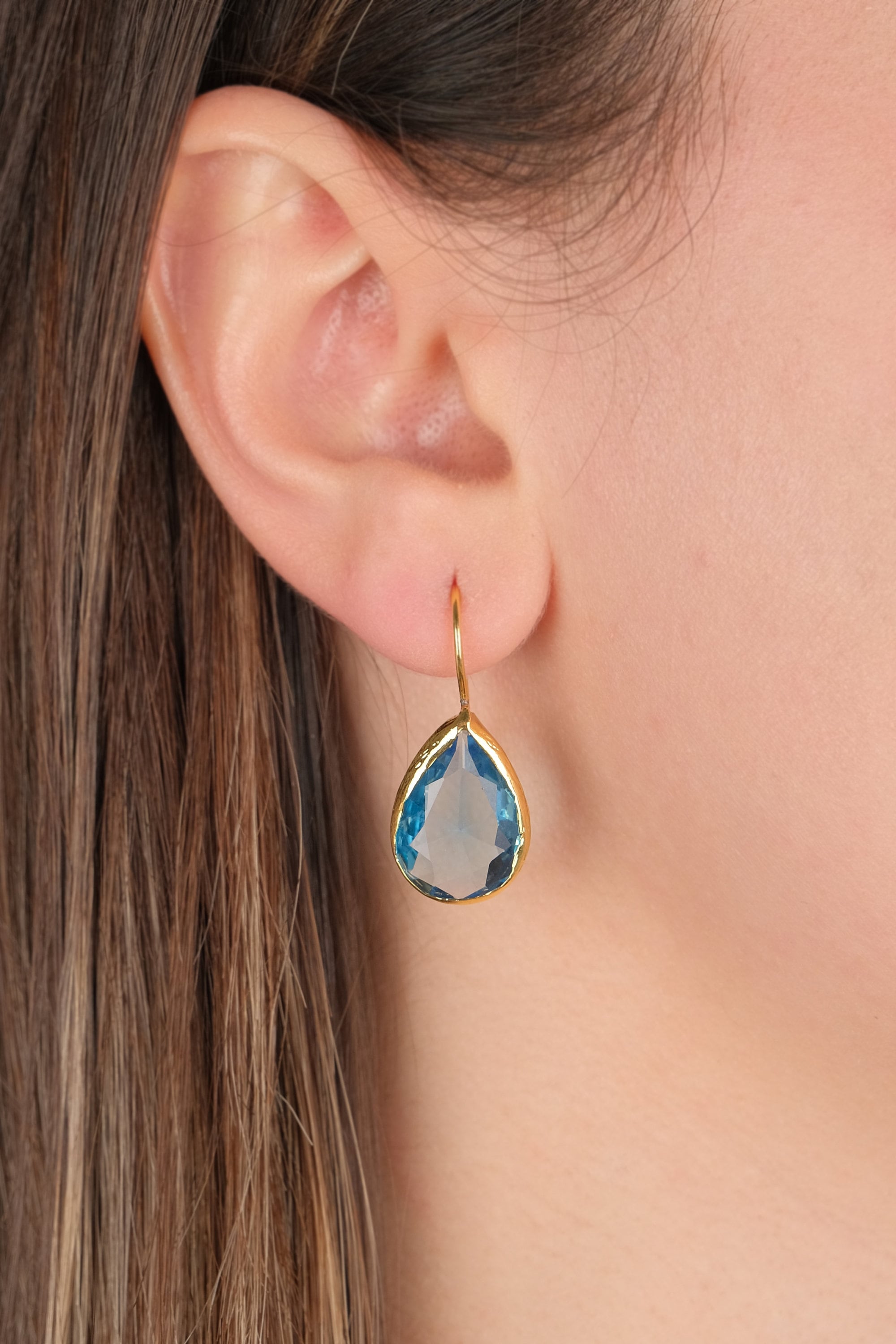 Blue Zircon Teardrop Earrings | December Birthstone drop earrings | Blue Natural Stone earring