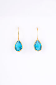 Blue Zircon Teardrop Earrings | December Birthstone drop earrings | Blue Natural Stone earring