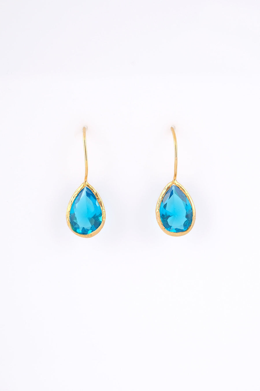Blue Zircon Teardrop Earrings | December Birthstone drop earrings | Blue Natural Stone earring