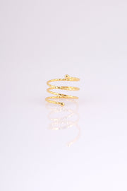 Gold Triple Band Cage Ring / Knuckle Ring / Three Band Ring / Wide Profile Statement Thumb Ring| Stackable Ring |Triple Gold Parallel Ring