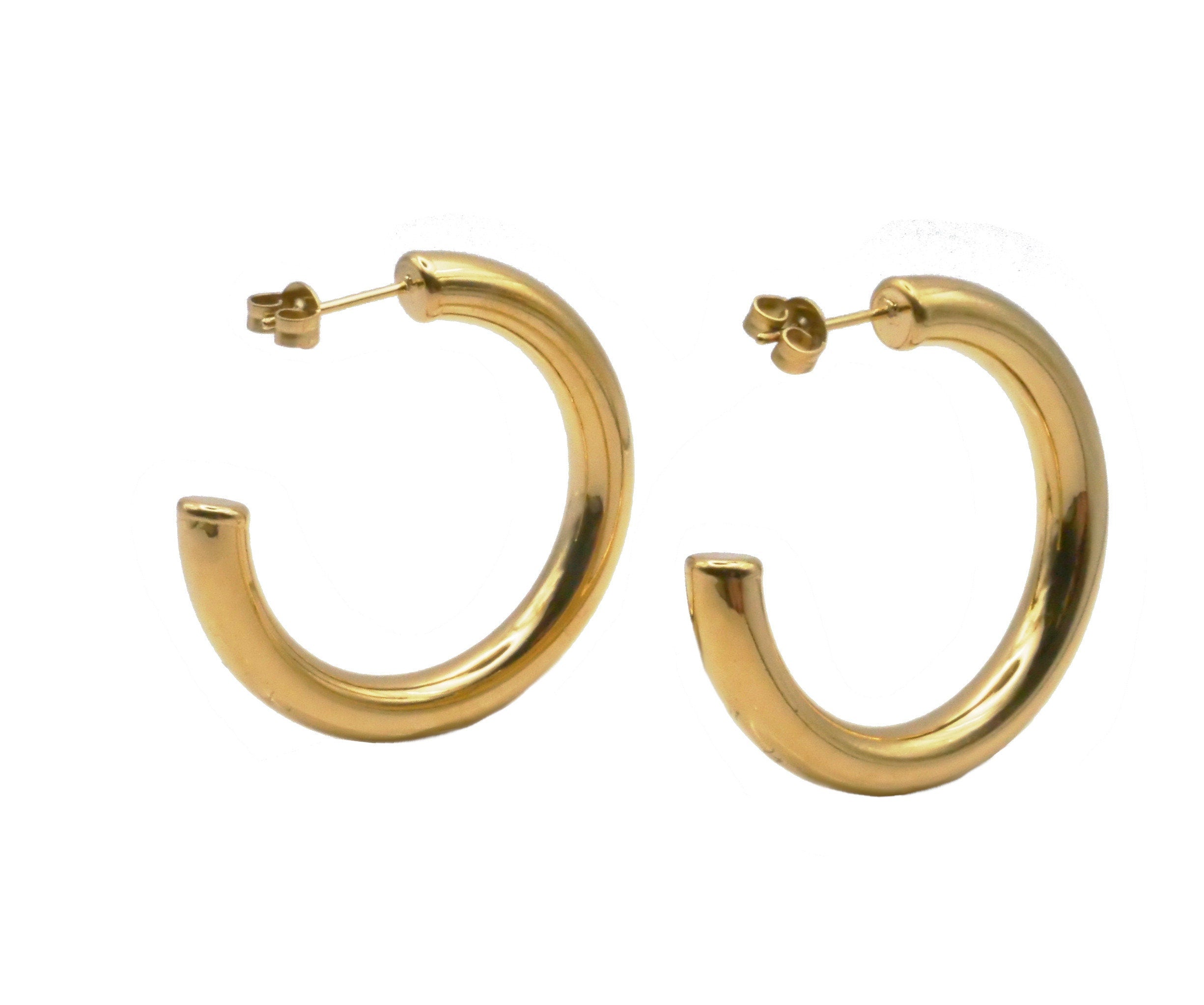 18K Gold Filled Open hoop Earring, 35mm Thick Hoop Earrings Infinity Gold Hoops Loop Earrings gift For her valentine gift