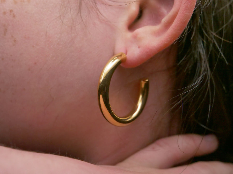 18K Gold Filled Open hoop Earring, 35mm Thick Hoop Earrings Infinity Gold Hoops Loop Earrings gift For her valentine gift