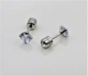 Screw back Gold stud earrings 20G CZ Studs, Silver Sleeper Studs, Unisex Hypoallergenic Double Sided Helix Piercing Nap earring Sleeper Stud