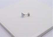 CZ Square Studs-Silver Four Prong Sparkle Studs-Clear CZ Stud Earrings-Cubic Zirconia Studs Guys Stud Earrings Men earring bis stone stud