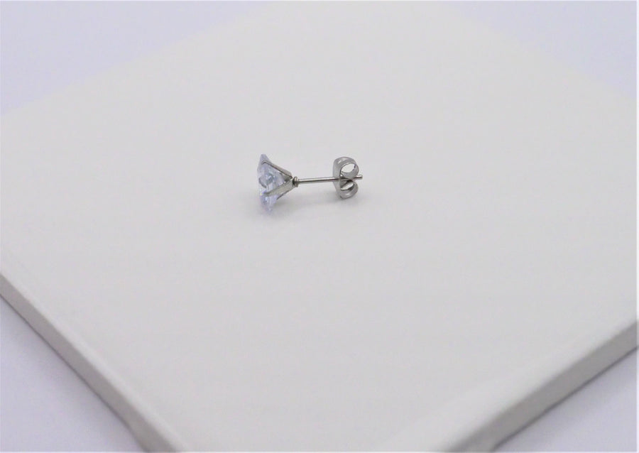 CZ Square Studs-Silver Four Prong Sparkle Studs-Clear CZ Stud Earrings-Cubic Zirconia Studs Guys Stud Earrings Men earring bis stone stud