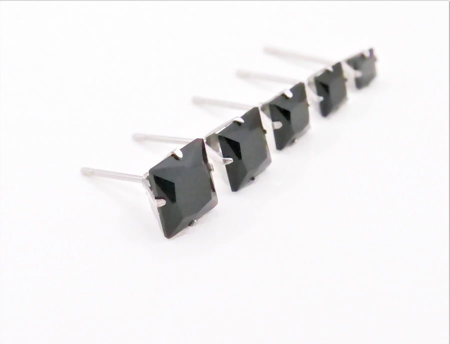 CZ Square Studs-Silver Four Prong Sparkle Studs-Clear CZ Stud Earrings-Cubic Zirconia Studs Guys Stud Earrings Men earring bis stone stud