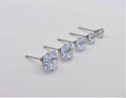 CZ Square Studs-Silver Four Prong Sparkle Studs-Clear CZ Stud Earrings-Cubic Zirconia Studs Guys Stud Earrings Men earring bis stone stud