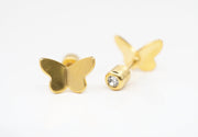 316L Surgical Steel Butterfly Nap earring | 20G Double sided Screw Back Earring | Gold, Silver Labret Stud | tragus, helix, Cartilage stud