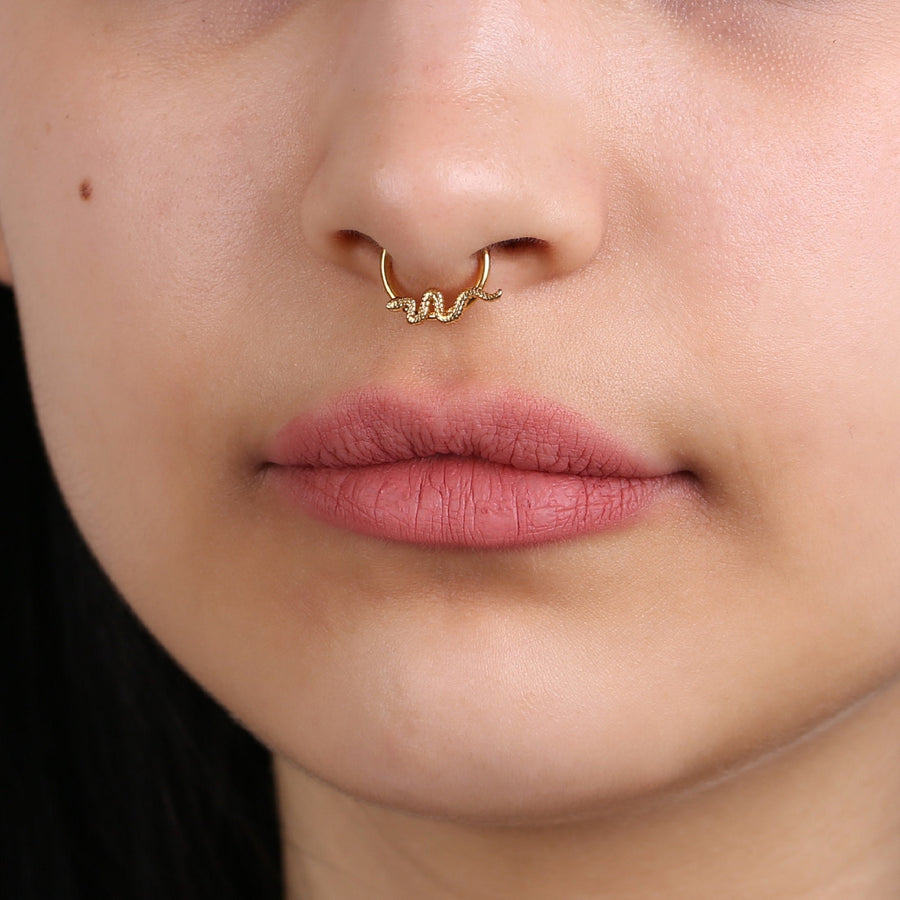 Hinged Snake Septum Ring /Snake Septum Clicker/Cartilage Earring- Surgical Steel Hinged Septum Ring- 16G Cartilage Hoop/ Septum Ring