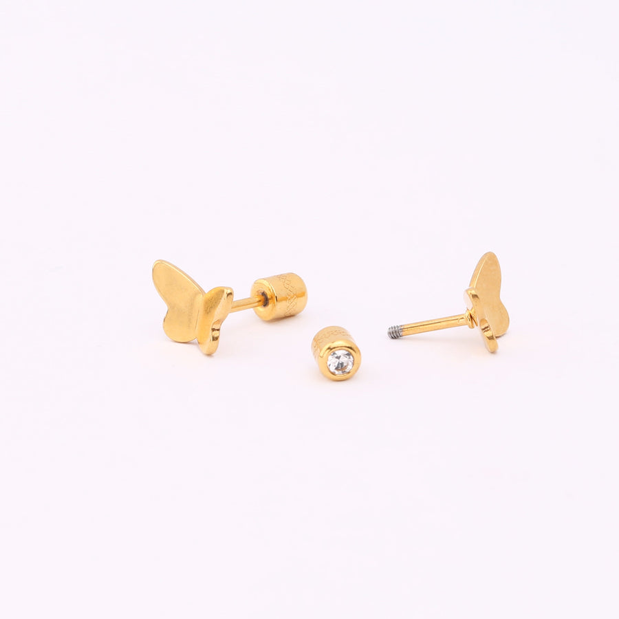 316L Surgical Steel Butterfly Nap earring | 20G Double sided Screw Back Earring | Gold, Silver Labret Stud | tragus, helix, Cartilage stud