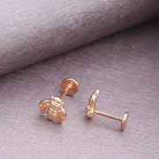 20G/18G/16G Titanium Bee Push Pin Labret Threadless Flat Back Earring Tragus Stud • Flat Back Stud • Helix Stud • Cartilage Stud Nap Earring