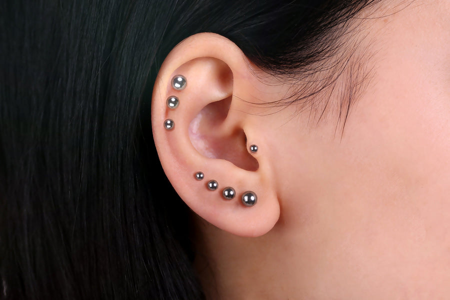 Silver Ball Stud Earrings, Surgical Steel Tiny Dot Stud Earrings, Small Ball Studs, Screw Back Earrings, Flat Back Studs, Tragus Earrings