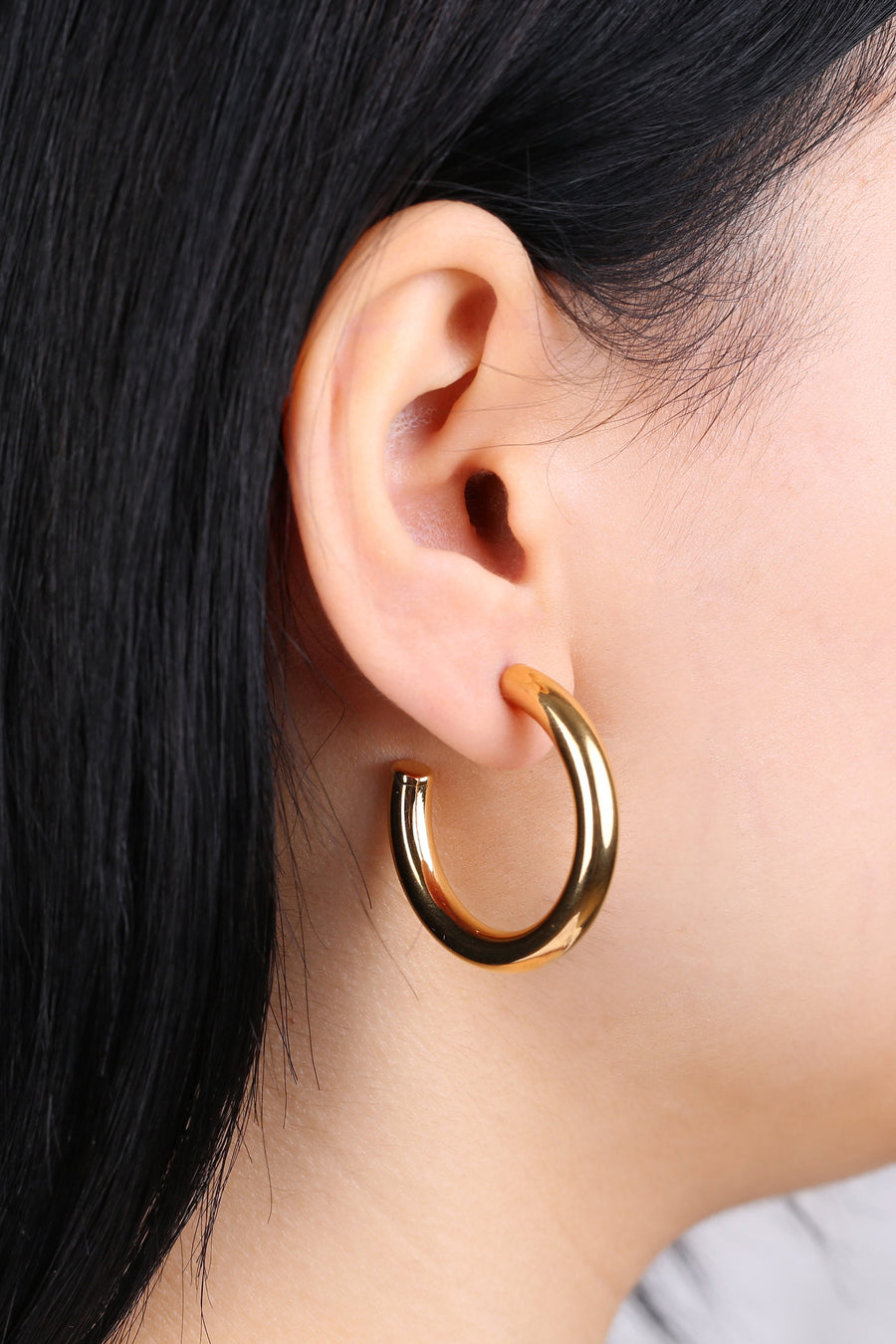 18K Gold Filled Open hoop Earring, 35mm Thick Hoop Earrings Infinity Gold Hoops Loop Earrings gift For her valentine gift