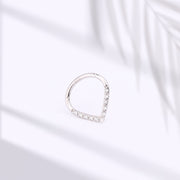 925 Sterling Silver V shaped Septum Ring CZ Septum Clicker CZ Daith Earring Hinged Septum Hoop Septum Ring Gold Teardrop Septum Piercing