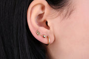 18G 316L CZ Pave Leaf  Flat Back cartilage earring tragus earring helix earring cubic zirconia conch piercing, dainty ear sweep, nap Earring