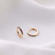 925 Sterling Silver Rainbow cz hoops, Multicolored tiny cz hoop, Minimalist hoop, Huggie hoop earrings, Dainty earrings, gift for her,