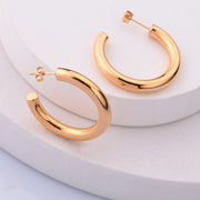 Gold Hoop Stud Earring for women - Thick Hoop Earrings - Large Infinity Hoops Earrings- Gold Plated Loop stud Earrings, brides maid gift