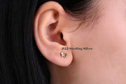 925 Sterling Silver Butterfly Stud Earring, Screw Back Gold Labret Stud• tragus earring, Cartilage, Piercing, Gold Nap Earring, sleep studs