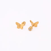 316L Surgical Steel Butterfly Nap earring | 20G Double sided Screw Back Earring | Gold, Silver Labret Stud | tragus, helix, Cartilage stud