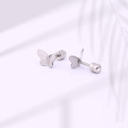 316L Surgical Steel Butterfly Nap earring | 20G Double sided Screw Back Earring | Gold, Silver Labret Stud | tragus, helix, Cartilage stud