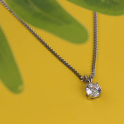 Tiny Silver CZ Diamond Necklace, CZ Necklace, Bridesmaid Gifts, CZ Solitaire Necklace, Dainty Necklace, Wedding Necklace, Gift for Mom