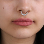 925 Sterling Silver rectangle CZ Septum clicker CZ Hinged Segment Hoop with Cartilage Helix Daith Piercing Septum hoop