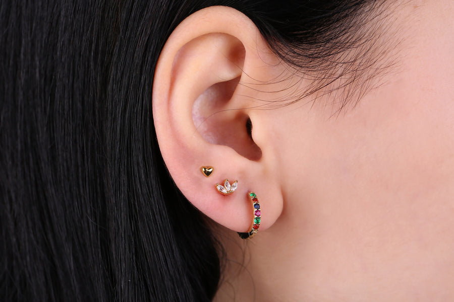 925 Sterling Silver Rainbow cz hoops, Multicolored tiny cz hoop, Minimalist hoop, Huggie hoop earrings, Dainty earrings, gift for her,