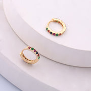 925 Sterling Silver Rainbow cz hoops, Multicolored tiny cz hoop, Minimalist hoop, Huggie hoop earrings, Dainty earrings, gift for her,