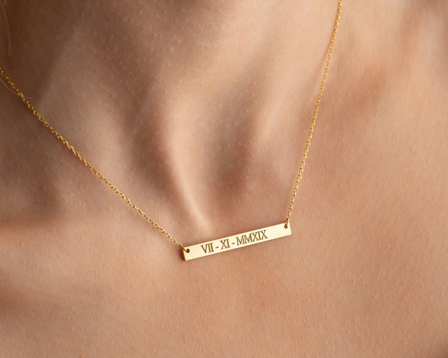 Personalized 925 Sterling Silver Nameplate, Engraved Bar Plate Necklace, Silver Name Necklace Custom Bar Necklace Personalized Gift for Mom