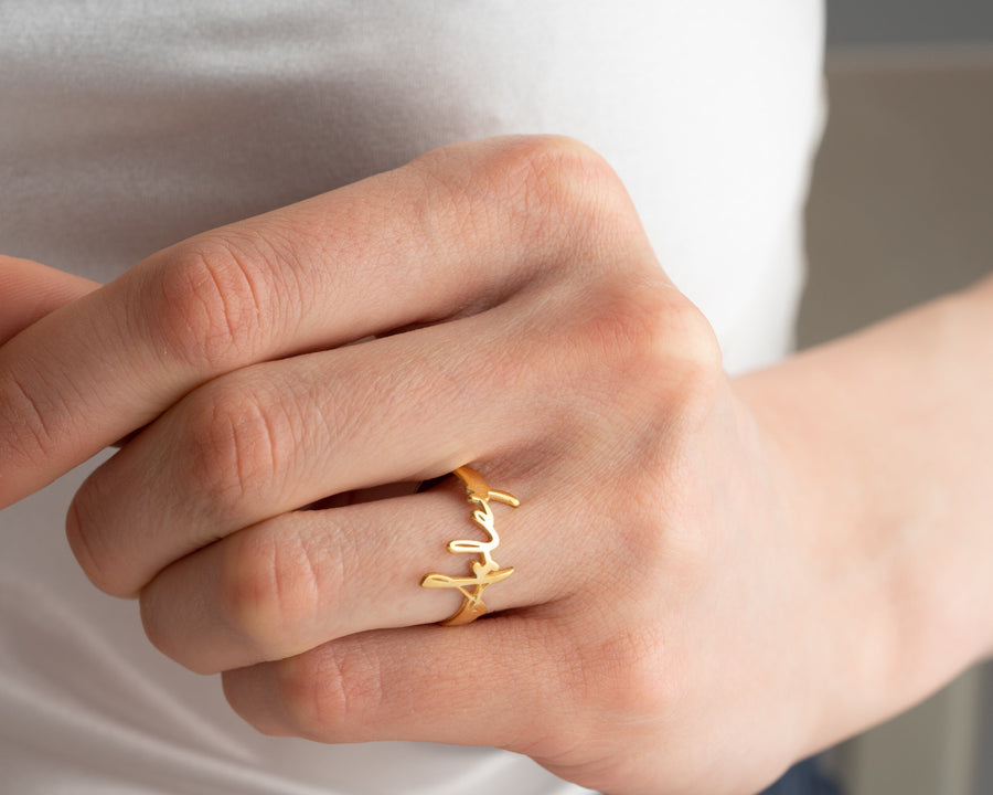 Personalized Handwrite Name Ring Handmade Custom Name Ring Dainty Gold Name Ring - Personalized Silver Name Ring - Personalized Gift For Mom
