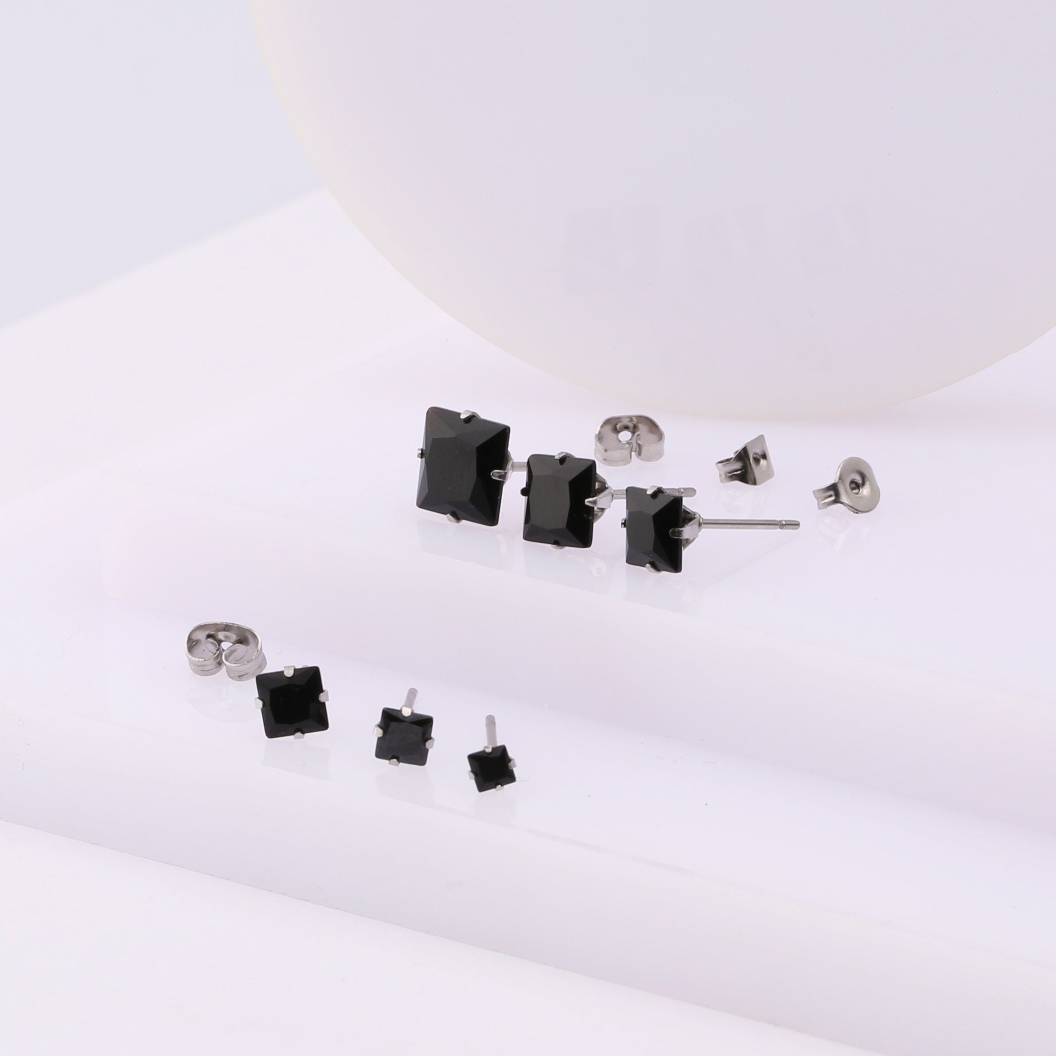 CZ Square Studs-Silver Four Prong Sparkle Studs-Clear CZ Stud Earrings-Cubic Zirconia Studs Guys Stud Earrings Men earring bis stone stud