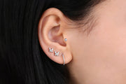 Surgical steel  flat back Butterfly Stud Earring Internally Threaded Gold Silver CZ Flat Back Labret Stud• tragus stud Cartilage Nap Earring