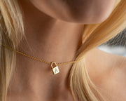 Initial Padlock Necklace, The Lock Initial Pendant Necklace, Gifts for Her, Letter Necklace, Lock Necklace,  Gifts for Her, Handmade Jewelry