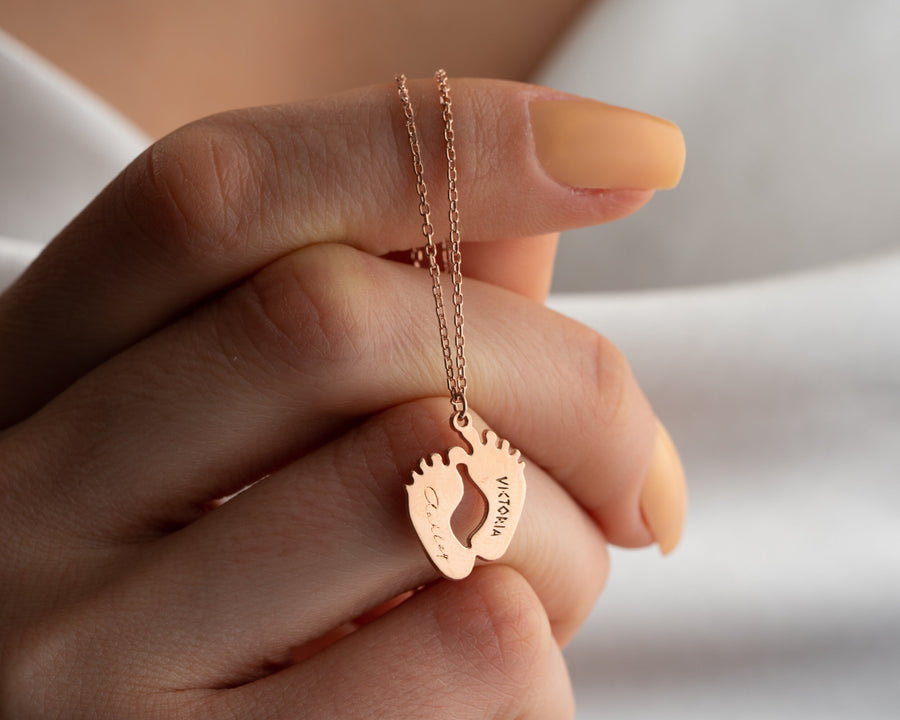 Sterling Silver Baby Feet Necklace, Personalized baby Footprint Necklace, New Mom Gift, First Mother's Day Gift, Necklace For Mom