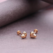 925 Sterling Silver push in Flat Back Heart stud earrings | 18G -20G  treadles Tragus stud earring minimalist cartilage stud gift for her
