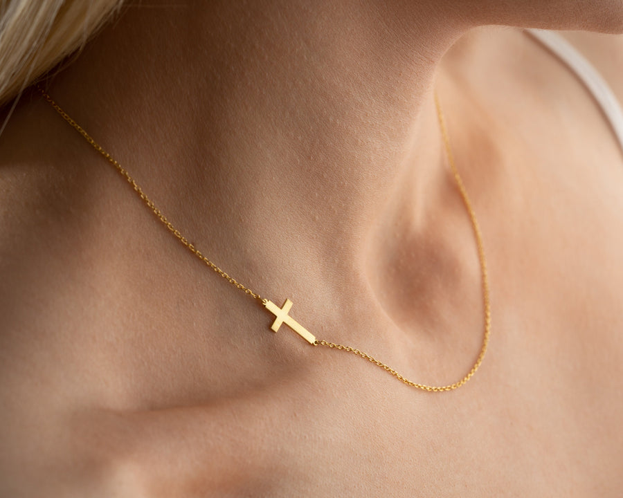 925 Sterling Silver Personalized Cross name necklace, Baptism Gift, Christian Gifts for Christening, Minimalist Necklace, Gift For Her