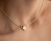 Initial Padlock Necklace, The Lock Initial Pendant Necklace, Gifts for Her, Letter Necklace, Lock Necklace,  Gifts for Her, Handmade Jewelry
