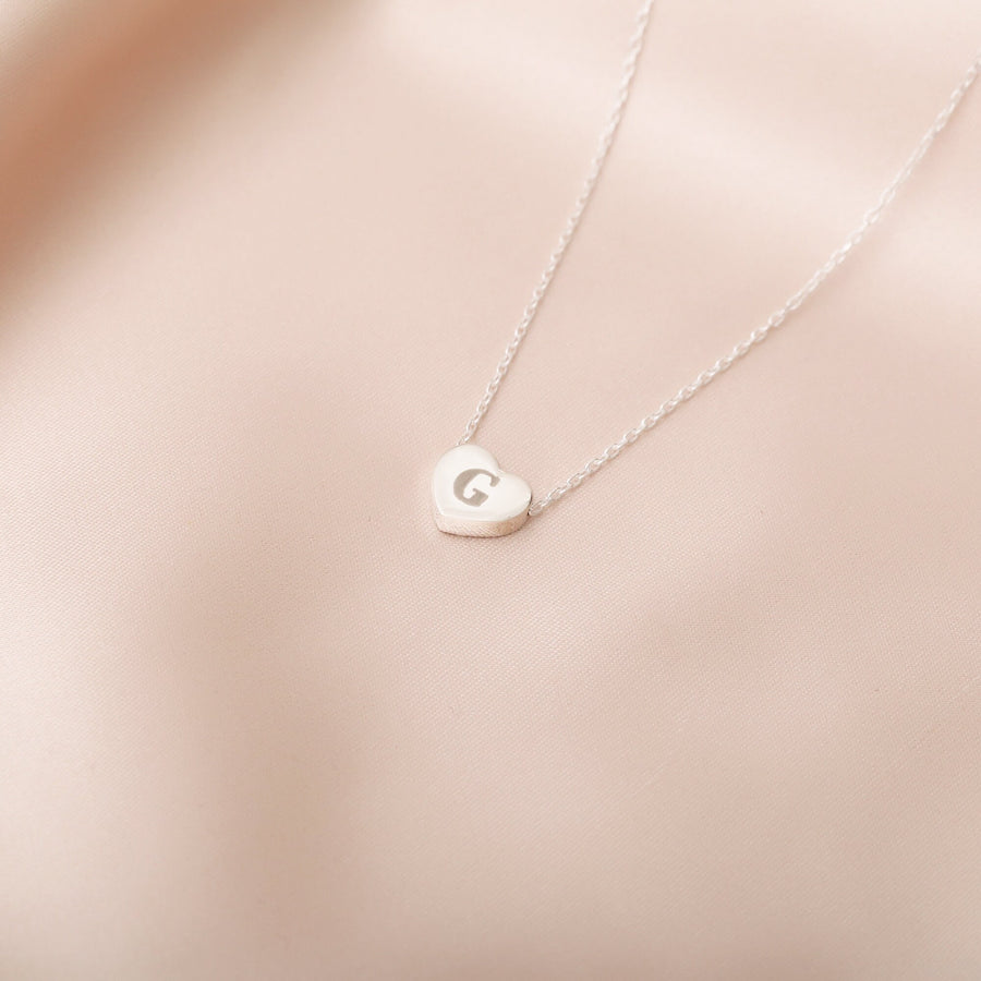Sterling Silver Heart with Name initial, Personalized hearth Necklaces, Engraved Initial Necklace, Heart Pendant, Kids initial, gift for her