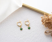 Sterling Silver Birthstone Hoop Earrings, Mothers Earring , Personalized Hoop Birthstone Jewelry, Dainty minimalist Earrings, gift for her,
