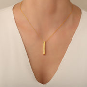 Sterling Silver Personalized 3D Vertical Bar Necklace, Customized 4 Sides bar necklace, Valentines Day Gift, Gift for Her
