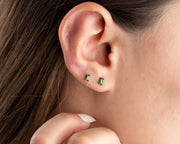 20G/18G/16G Titanium Emerald Baguette Push Pin Flat Back Labret stud • Threadless  Nap Earring • Tragus Stud • Helix, Cartilage, Nose Stud